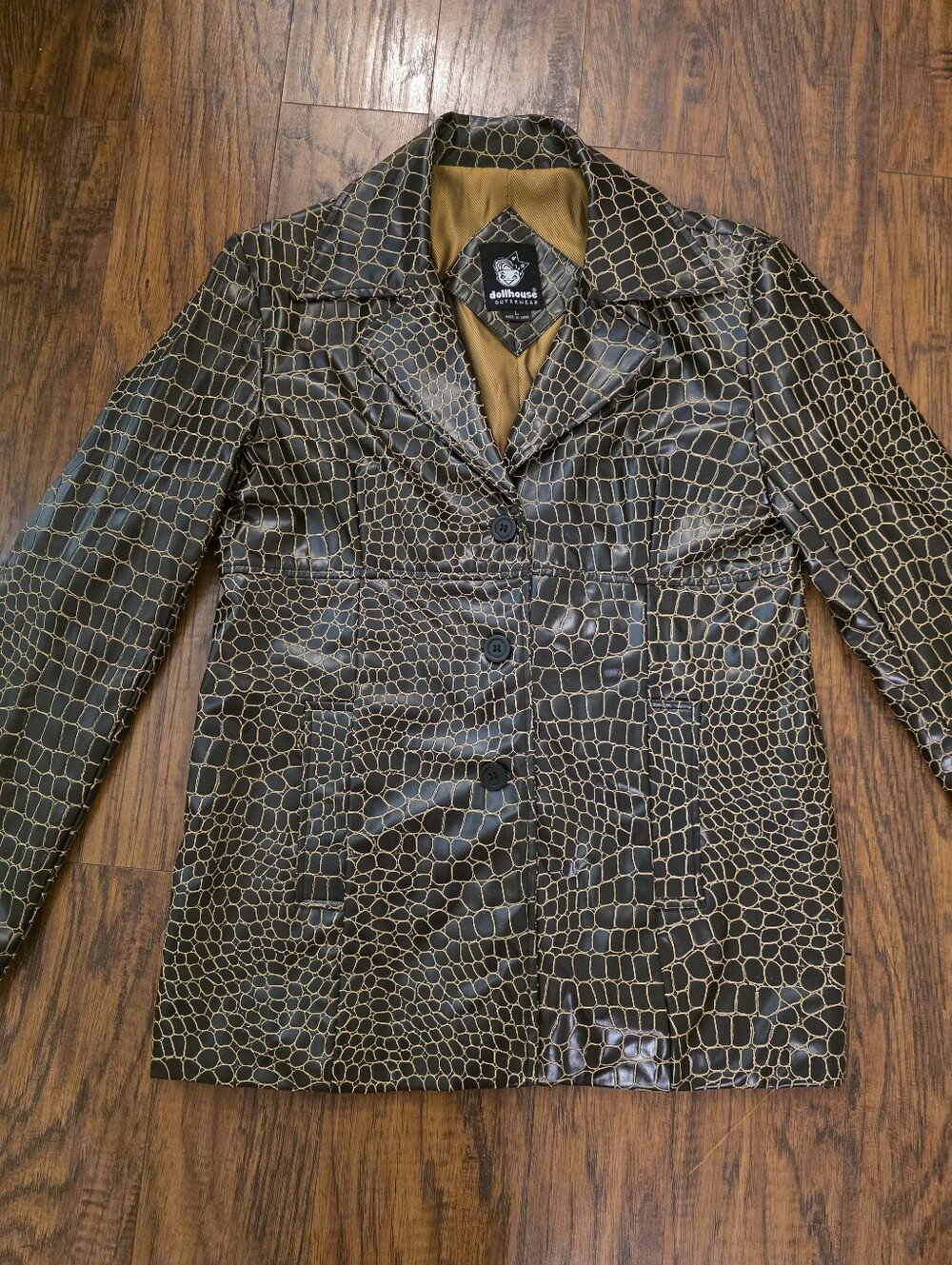 Rare Vintage Y2K Dollhouse Faux Leather Croc-Embossed Blazer